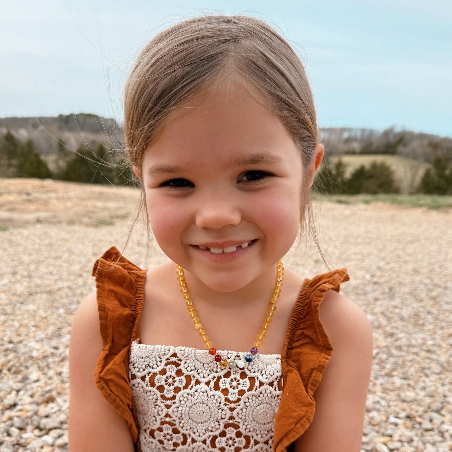 Chakra Raw Amber Child Necklace