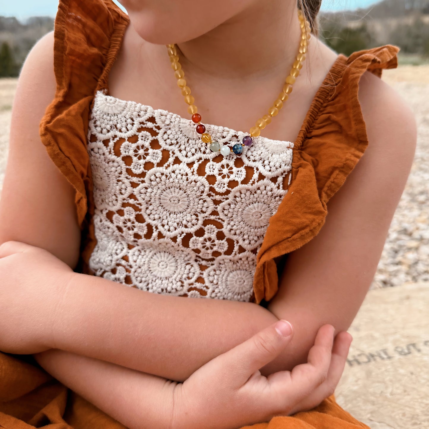Chakra Raw Amber Child Necklace