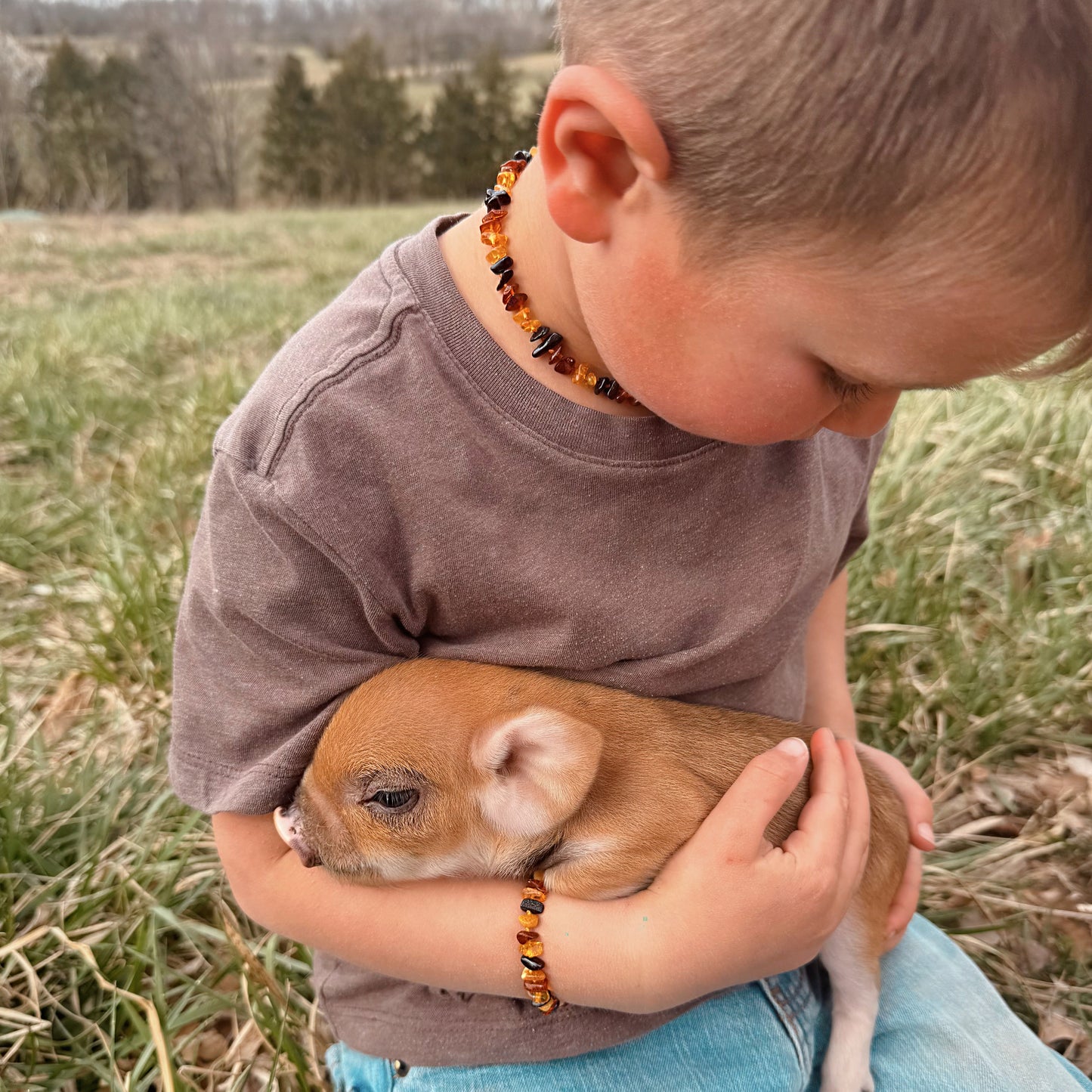 Multichip Raw Amber Child Bracelet