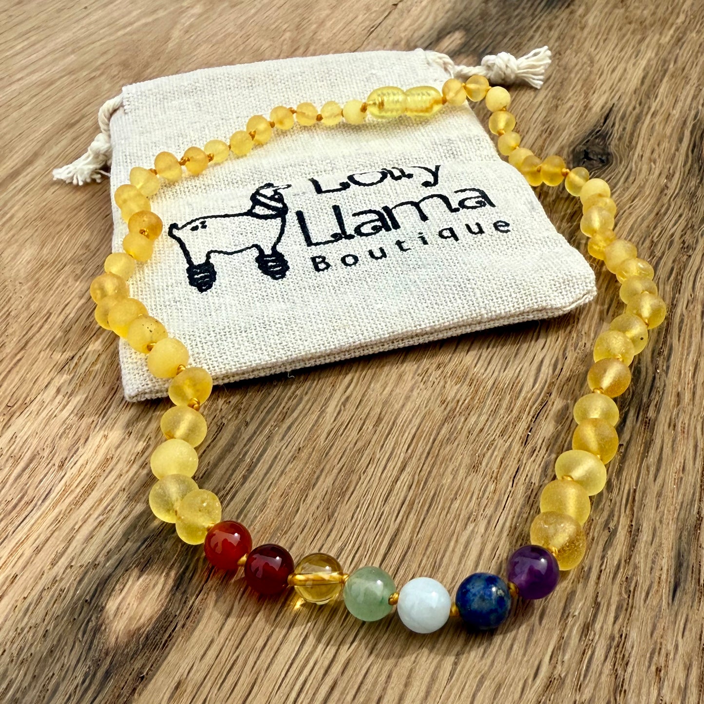 Chakra Raw Amber Child Necklace