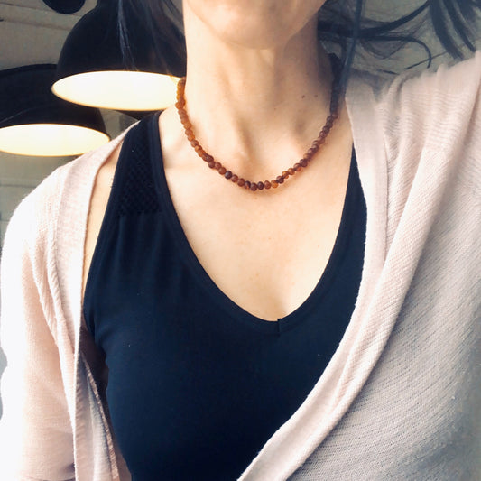 Cognac Raw Amber Adult Necklace