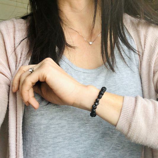 Black Cherry Raw Amber Adult Bracelet