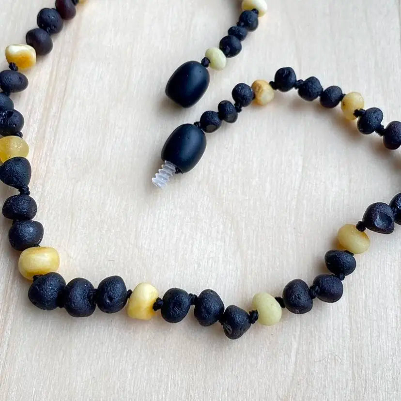 Black and Butter Raw Amber Child Necklace