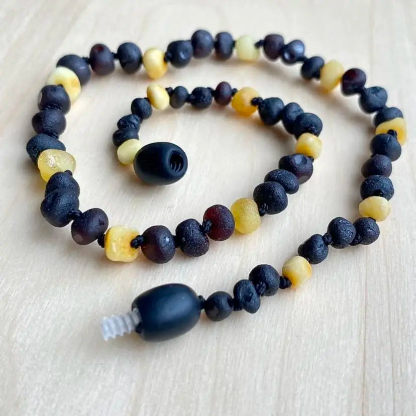 Black and Butter Raw Amber Child Necklace