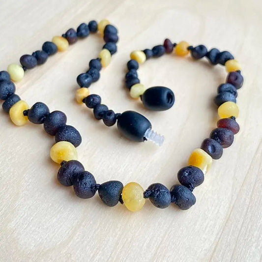 Black and Butter Raw Amber Child Necklace