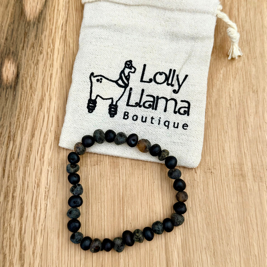 Green and Black Cherry Raw Amber Adult Bracelet