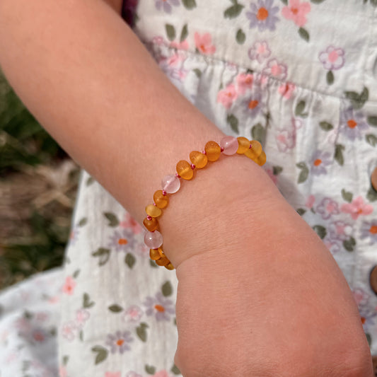 Honey Rose Raw Amber Child Bracelet