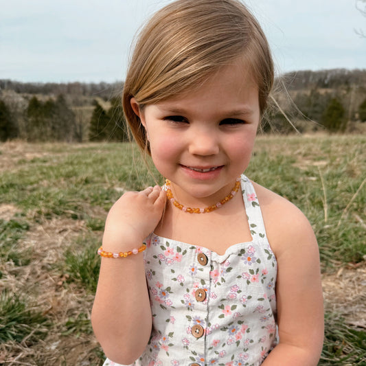 Honey Rose Raw Amber Child Necklace