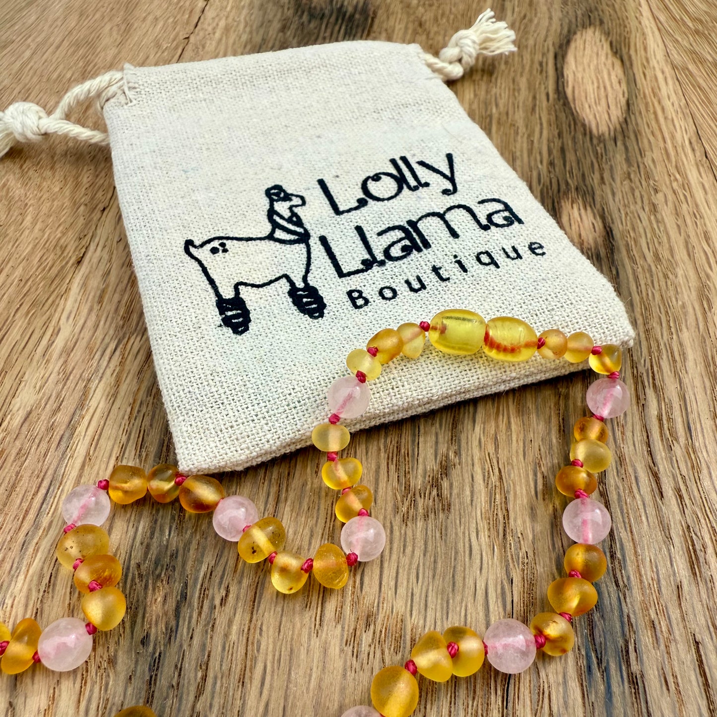 Honey Rose Raw Amber Child Necklace
