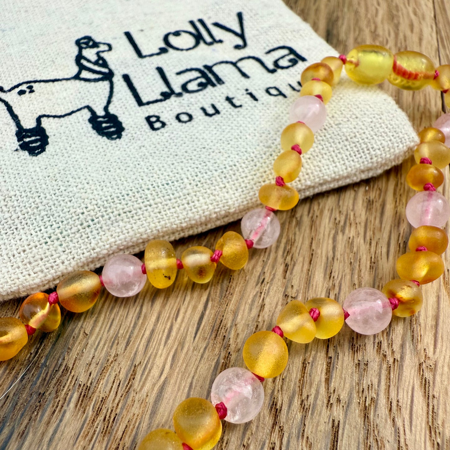 Honey Rose Raw Amber Child Necklace