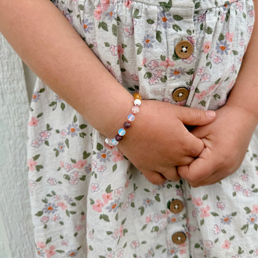 Lemon Lilac Raw Amber Child Bracelet
