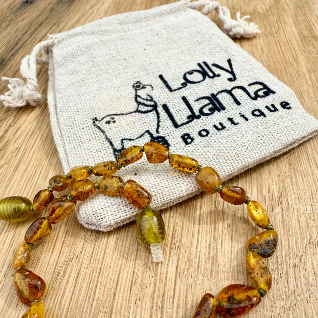 Light Green Polished Amber Child Necklace