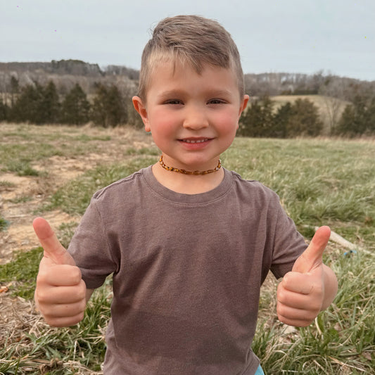 Light Green Polished Amber Child Necklace
