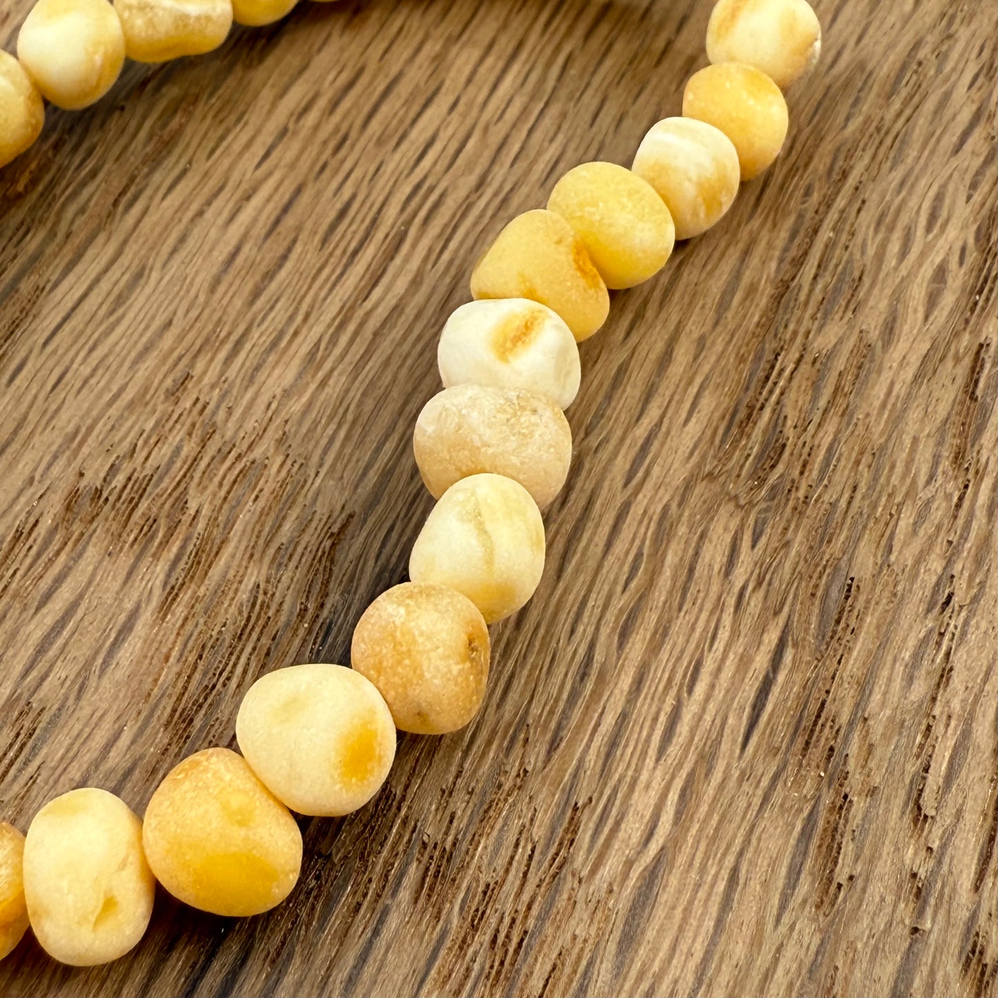 Milky White & Butterscotch Raw Amber Adult Bracelet