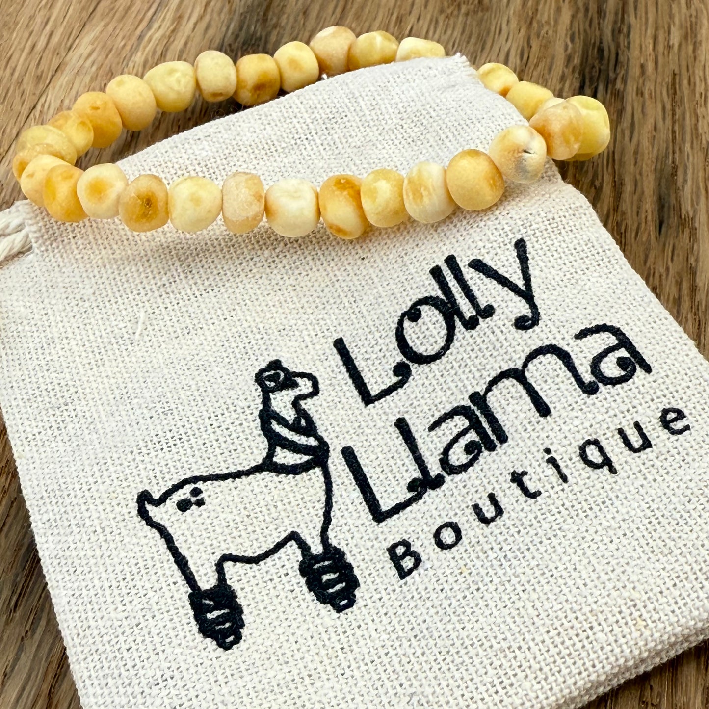 Milky White & Butterscotch Raw Amber Adult Bracelet