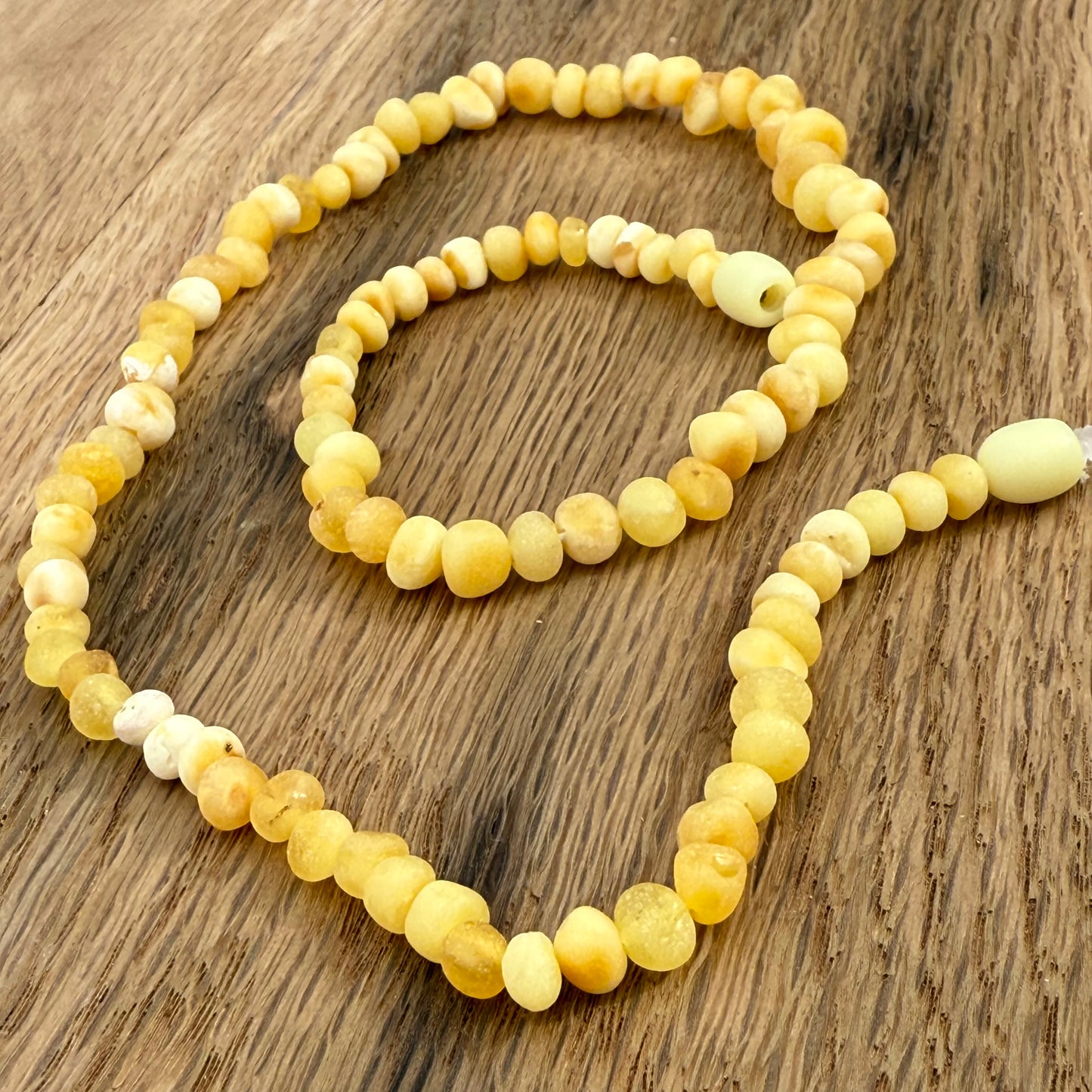 Milky White & Butterscotch Raw Amber Adult Necklace