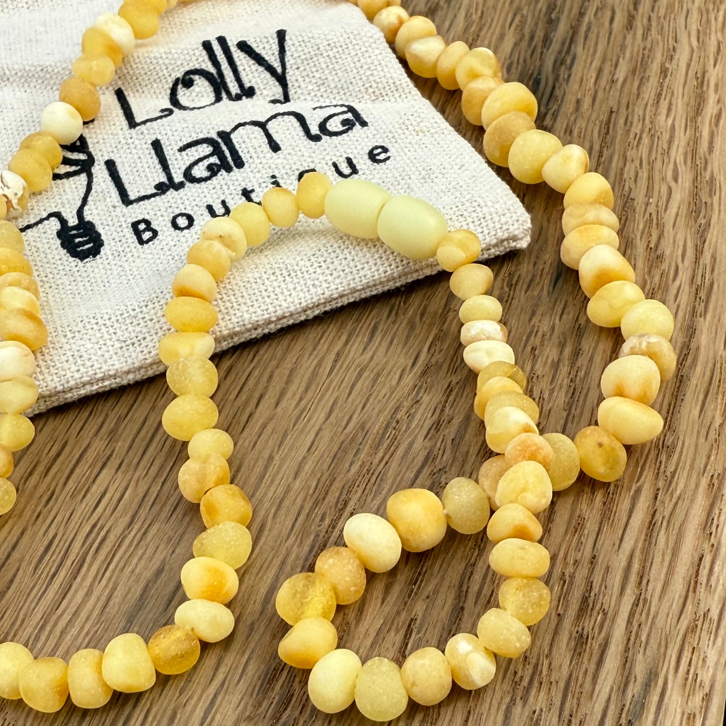 Milky White & Butterscotch Raw Amber Adult Necklace