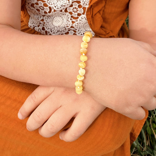 Milky White & Butterscotch Raw Amber Child Bracelet