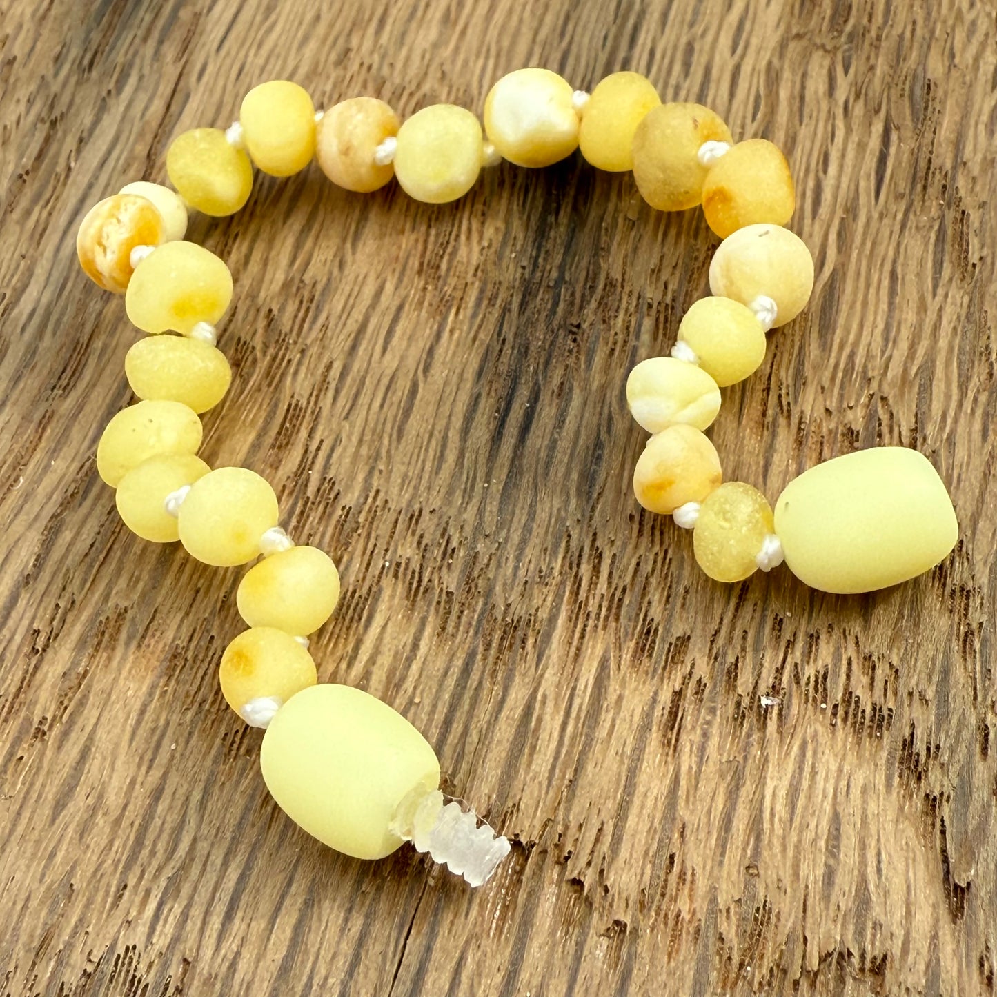 Milky White & Butterscotch Raw Amber Child Bracelet