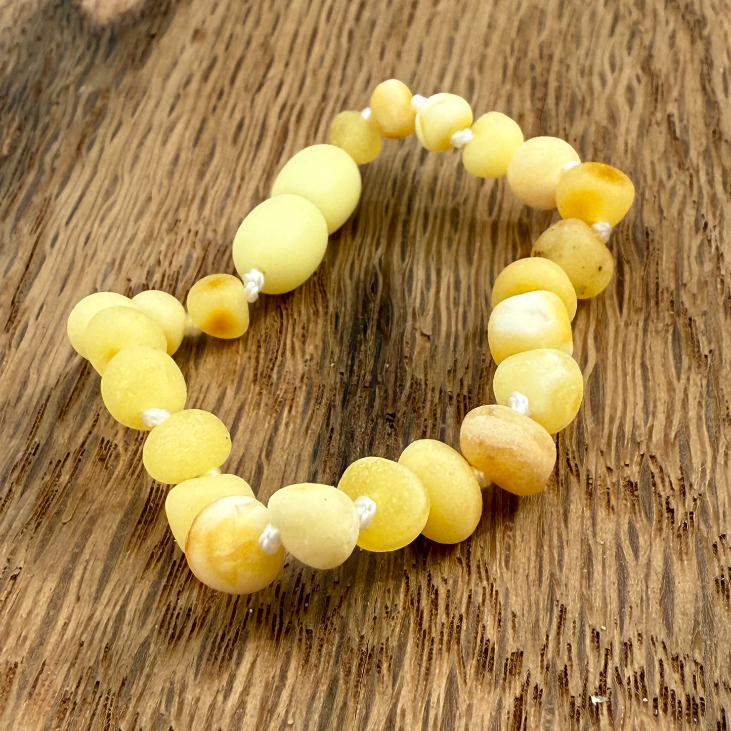 Milky White & Butterscotch Raw Amber Child Bracelet