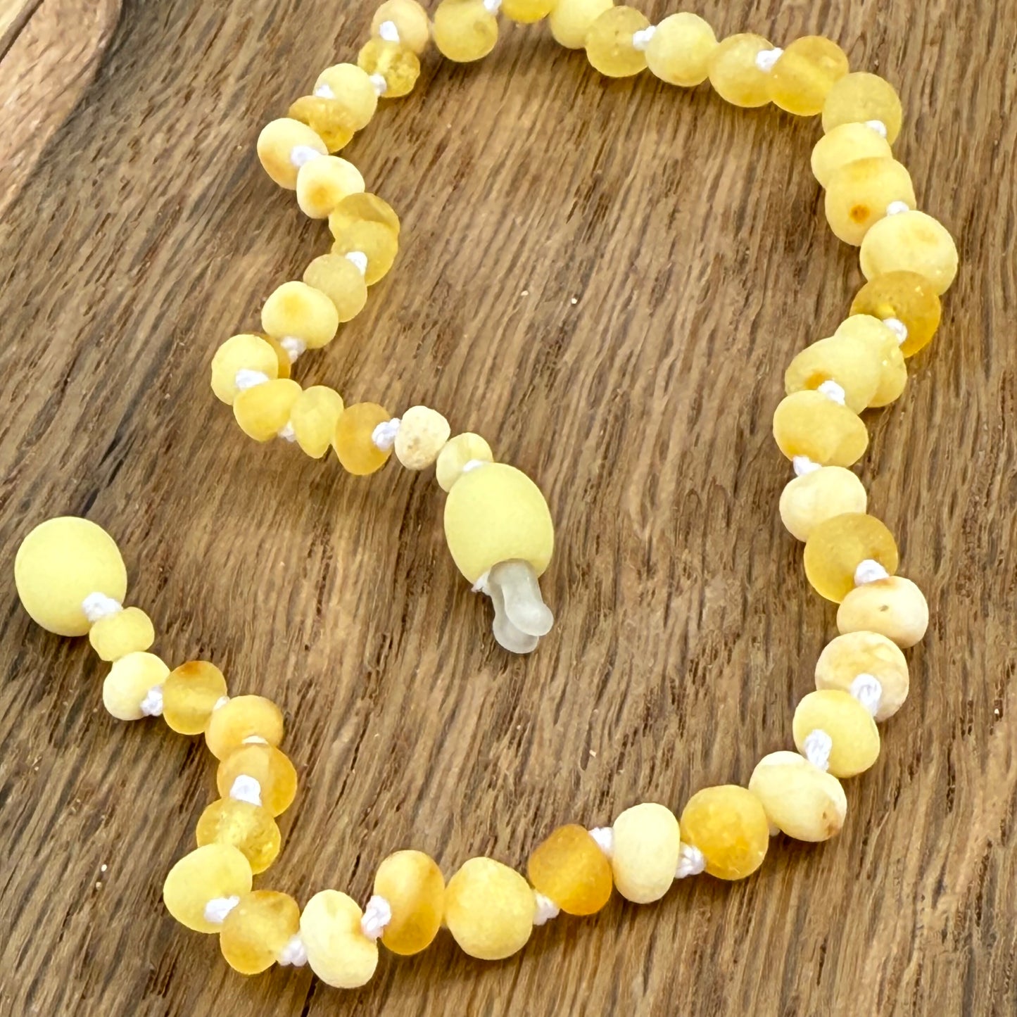 Milky White & Butterscotch Raw Amber Child Necklace