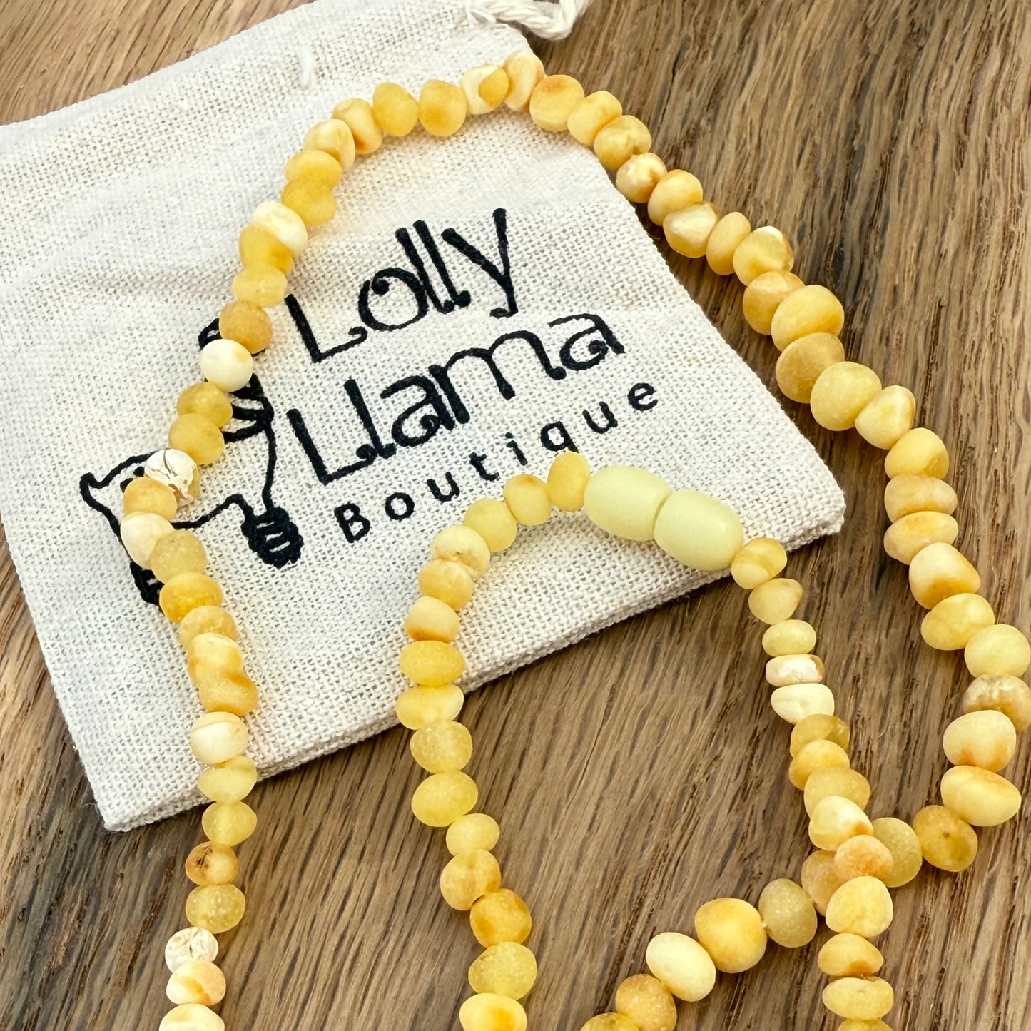 Milky White & Butterscotch Raw Amber Child Necklace