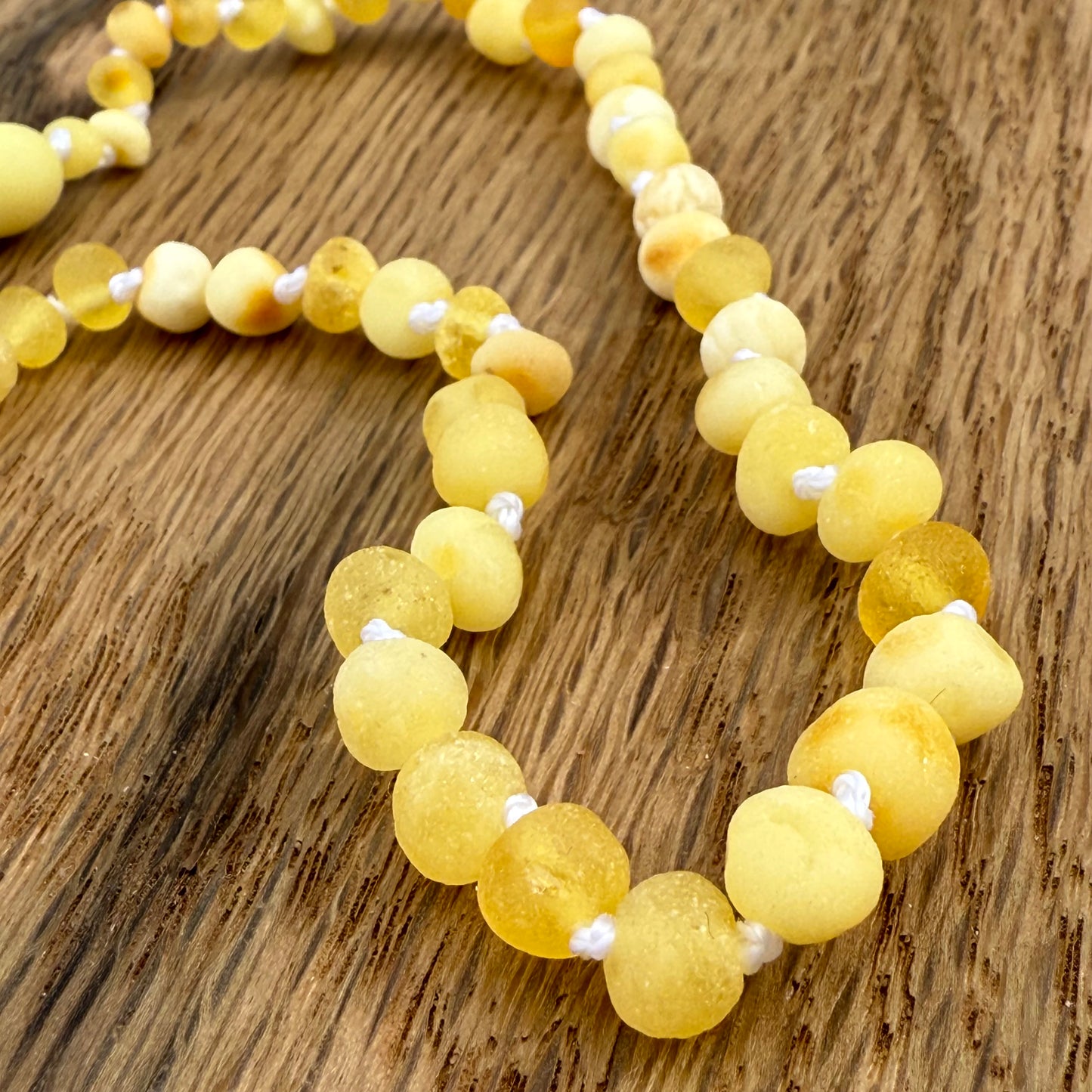 Milky White & Butterscotch Raw Amber Child Necklace