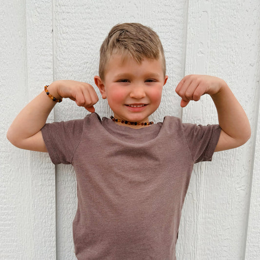 Tricolor Raw Amber Child Bracelet