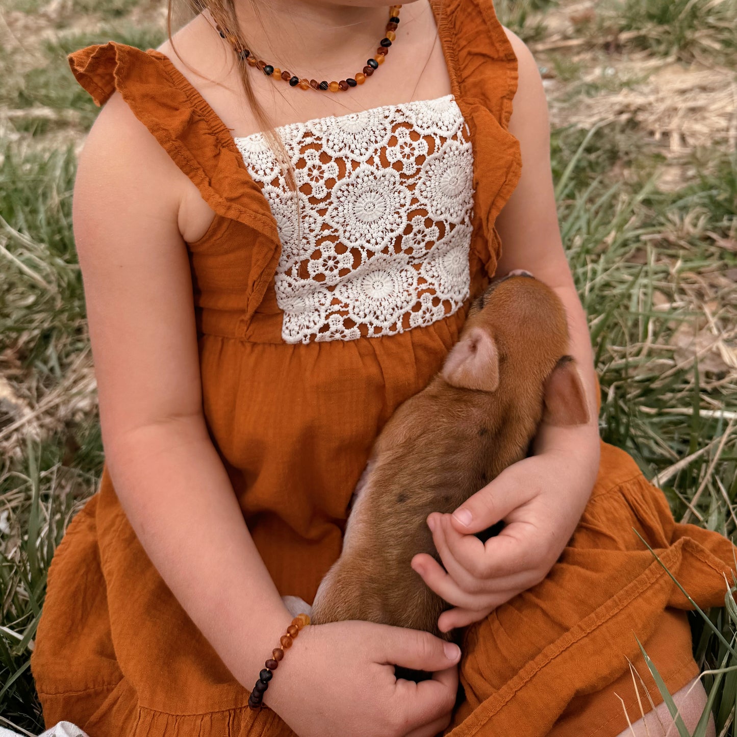 Tricolor Raw Amber Child Necklace