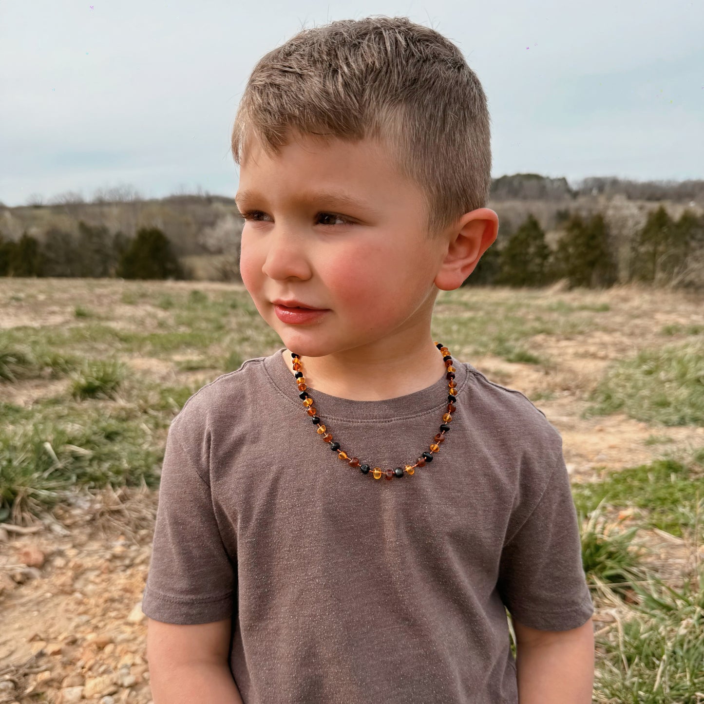 Tricolor Raw Amber Child Necklace