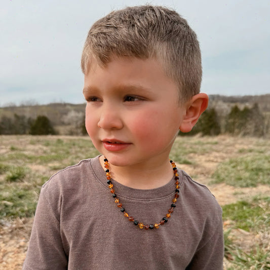 Tricolor Raw Amber Child Necklace