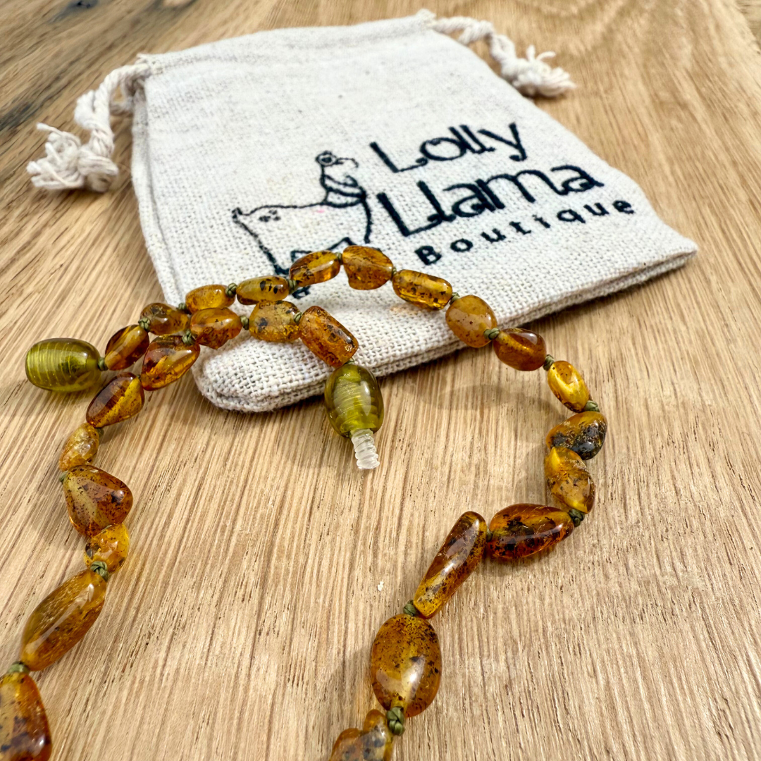 Light Green Polished Amber Child Necklace