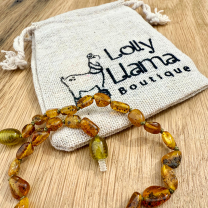 Light Green Polished Amber Child Necklace