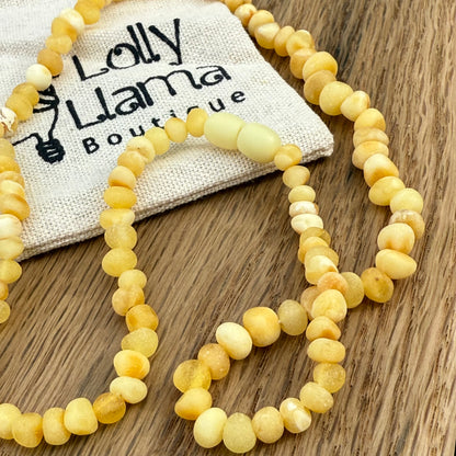 Milky White & Butterscotch Raw Amber Adult Necklace